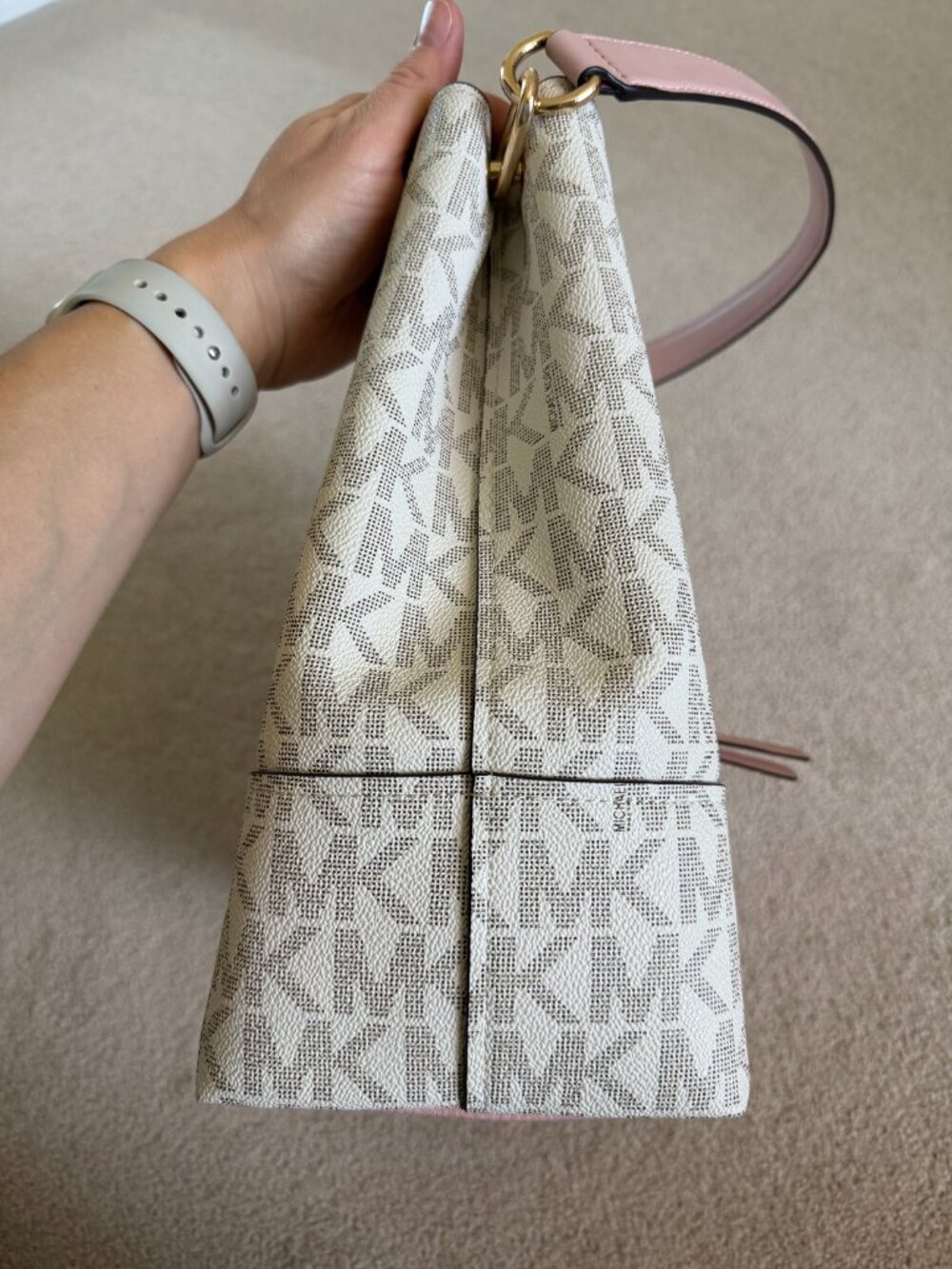 Michael Kors Signature Large Tote Bag Pink & Vanilla - Picture 12 of 15